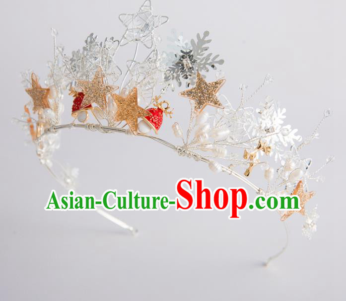 Handmade Wedding Bride Hair Accessories Baroque Golden Stars Royal Crown for Women