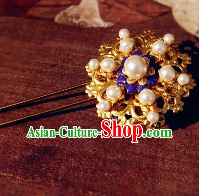 Chinese Ancient Hair Accessories Palace Golden Hair Clip Traditional Hanfu Classical Hairpins for Women