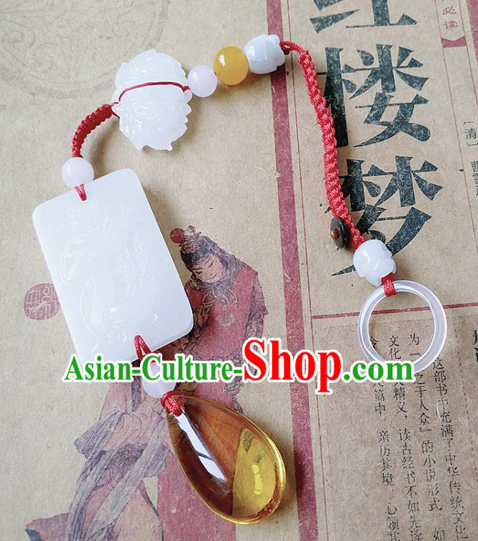 Chinese Ancient Bride Hanfu Jewelry Accessories Tassel Jade Pendant Traditional Palace Brooch for Women