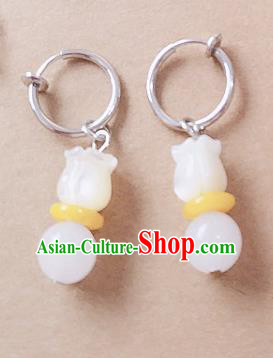 Chinese Ancient Hanfu Jewelry Accessories Traditional Palace Magnolia Earrings for Women