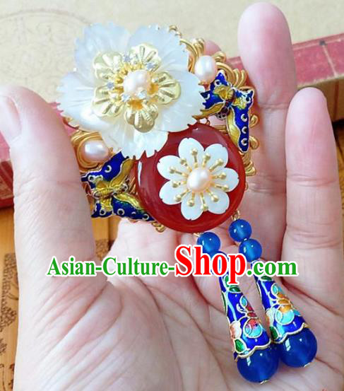 Chinese Ancient Bride Hanfu Accessories Traditional Palace Blueing Brooch for Women