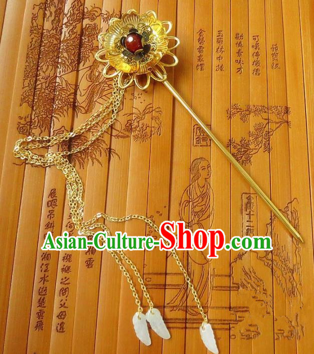 Chinese Ancient Queen Hair Accessories Traditional Hanfu Palace Golden Tassel Hairpins for Women