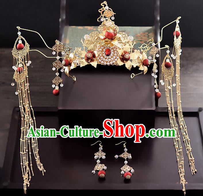 Chinese Ancient Hair Accessories Phoenix Coronet Tassel Hairpins Traditional Hanfu Palace Hair Clip for Women