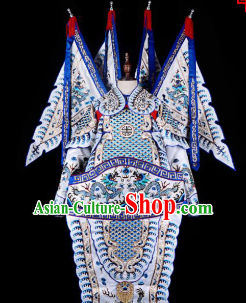 Professional Chinese Beijing Opera Costume Traditional Peking Opera General White Clothing for Adults