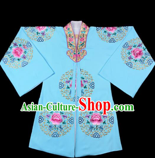 Professional Chinese Traditional Beijing Opera Costume Peking Opera Aristocratic Lady Blue Cloak for Adults