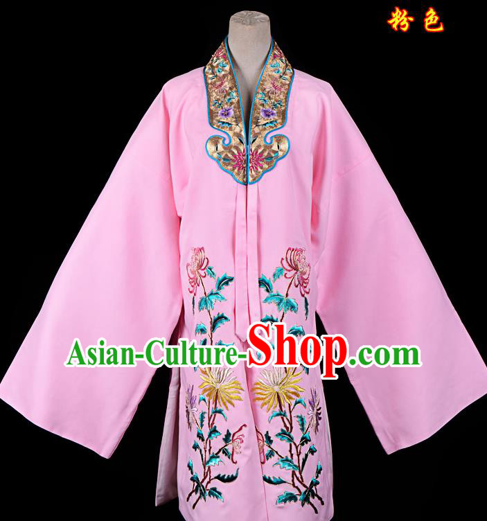 Professional Chinese Traditional Beijing Opera Princess Costume Embroidered Chrysanthemum Pink Dress for Adults