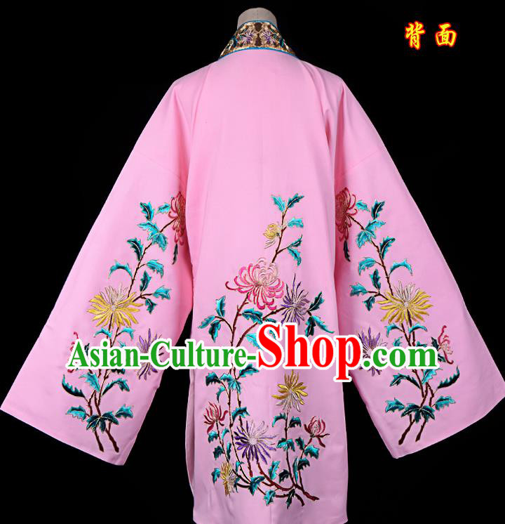 Professional Chinese Traditional Beijing Opera Princess Costume Embroidered Chrysanthemum Pink Dress for Adults