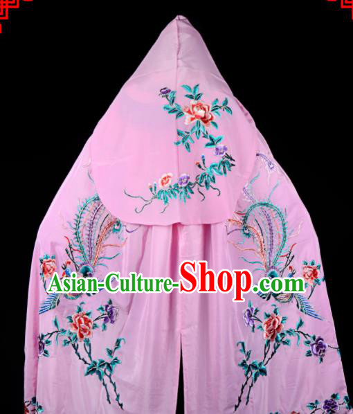 Professional Chinese Traditional Beijing Opera Swordswomen Costume Embroidered Pink Cloak for Adults