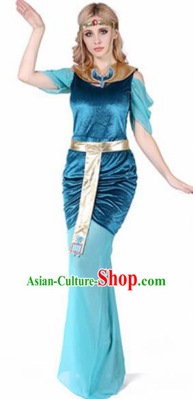 Traditional Egypt Costume Ancient Egypt Queen Blue Dress for Women