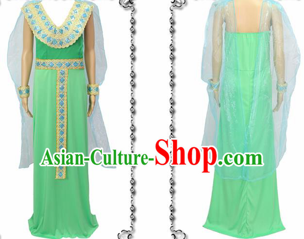 Traditional Egypt Priestess Costume Ancient Egypt Queen Green Dress for Women