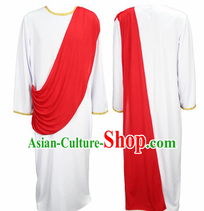 Traditional Roman Prince Costume Ancient Rome Senator White Clothing for Men