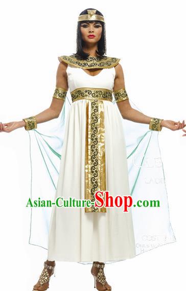 Traditional Egypt Goddess Priestess Costume Ancient Egypt Queen White Dress for Women