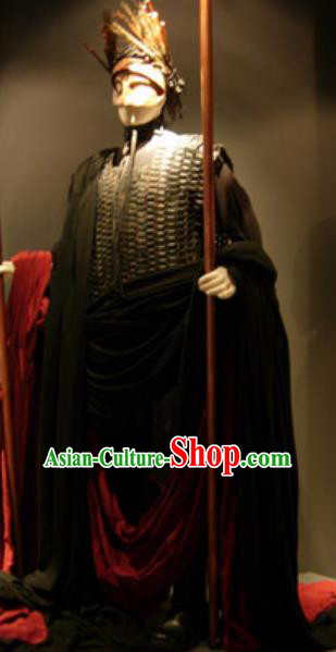 Traditional Greek Presbyter Costume Ancient Greek Warrior Black Clothing for Men