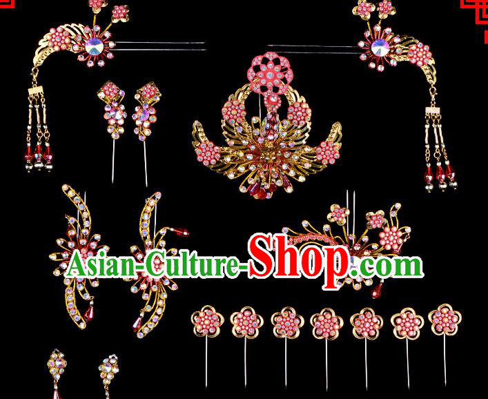 Professional Chinese Beijing Opera Hair Accessories Ancient Princess Red Hairpins Headwear for Women
