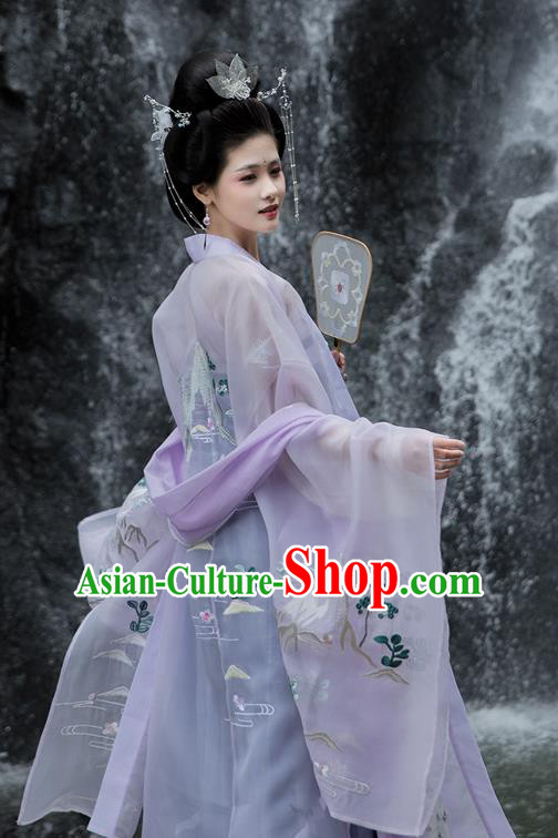Chinese Traditional Tang Dynasty Imperial Consort Replica Costume Ancient Embroidered Hanfu Dress for Women