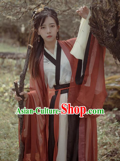 Chinese Ancient Swordswomen Hanfu Dress Traditional Jin Dynasty Replica Costume for Women