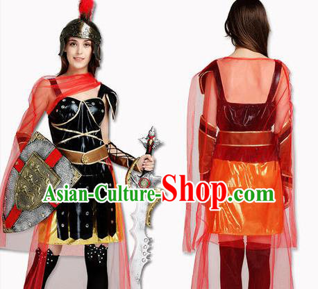 Traditional Roman Costume Ancient Rome Female Warrior Black Dress for Women