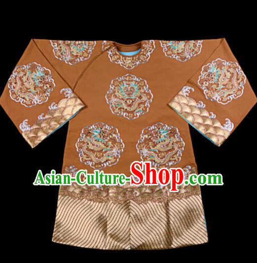 Professional Chinese Traditional Beijing Opera Old Women Embroidered Brown Costume for Adults
