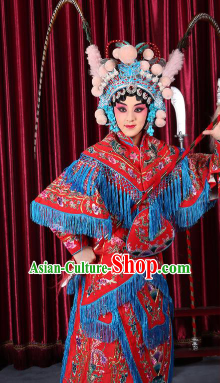 Professional Chinese Traditional Beijing Opera Magic Warriors Red Costume for Adults