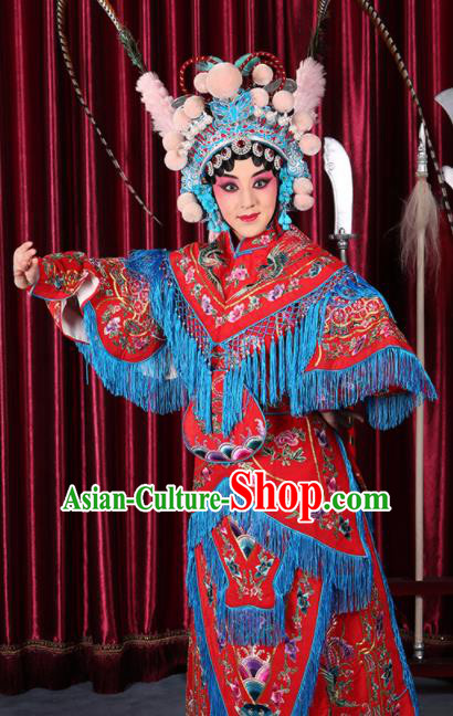 Professional Chinese Traditional Beijing Opera Magic Warriors Red Costume for Adults
