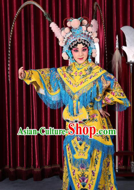 Professional Chinese Traditional Beijing Opera Magic Warriors Yellow Costume for Adults