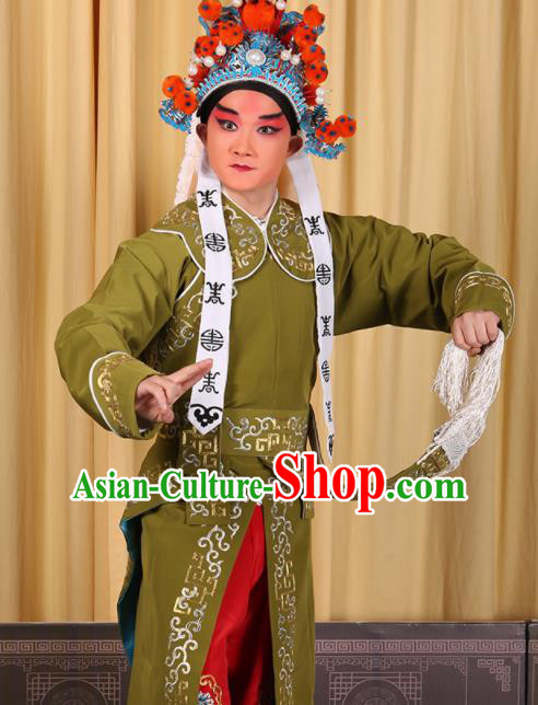 Professional Chinese Beijing Opera Takefu Costume Ancient Imperial Bodyguard Green Clothing for Adults