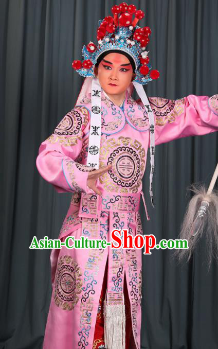 Professional Chinese Beijing Opera Takefu Costume Ancient Swordsman Pink Clothing for Adults
