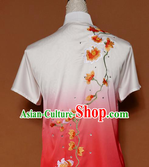 Top Group Kung Fu Costume Tai Ji Training Embroidered Magnolia Pink Uniform Clothing for Women