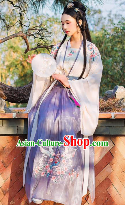 Chinese Ancient Peri Princess Embroidered Hanfu Dress Traditional Tang Dynasty Imperial Consort Historical Costume for Women