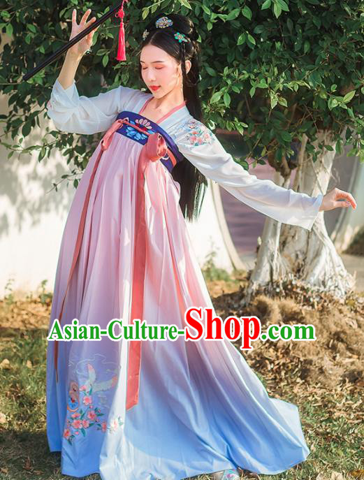 Chinese Ancient Embroidered Hanfu Dress Tang Dynasty Princess Traditional Historical Costume for Women