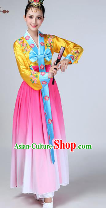 Chinese Traditional Korean Ethnic Stage Performance Dance Costume Classical Dance Pink Dress for Women