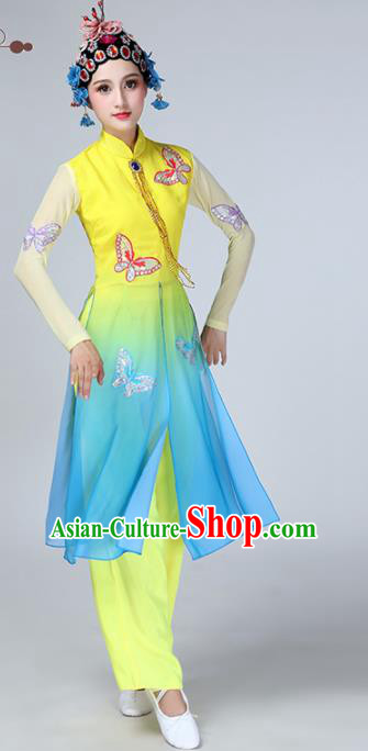 Chinese Traditional Stage Performance Dance Costume Classical Dance Yellow Blue Dress for Women