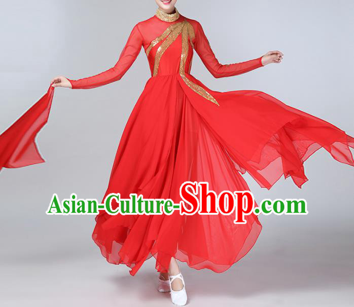 Chinese Traditional Stage Performance Umbrella Dance Costume Classical Dance Red Dress for Women
