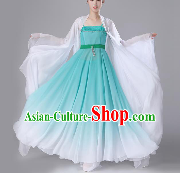 Chinese Traditional Stage Performance Costume Classical Dance Umbrella Dance Green Dress for Women