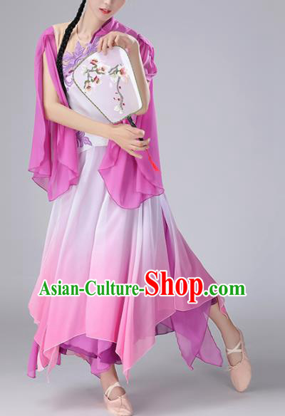 Chinese Traditional Classical Dance Purple Dress Stage Performance Umbrella Dance Costume for Women