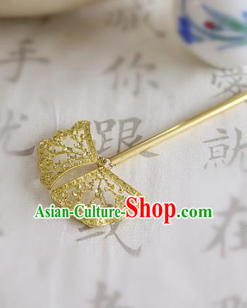 Chinese Ancient Handmade Golden Ginkgo Leaf Hairpins Traditional Classical Hair Accessories for Women