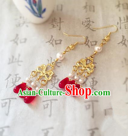 Chinese Ancient Traditional Handmade Tassel Earrings Classical Ear Accessories for Women