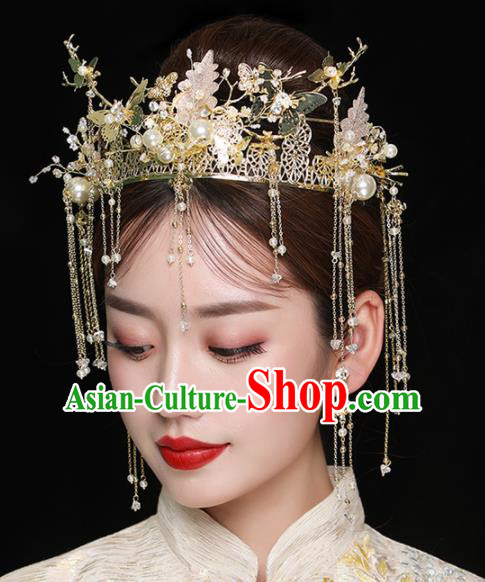 Chinese Ancient Handmade Phoenix Coronet Bride Hairpins Traditional Classical Wedding Hair Accessories for Women