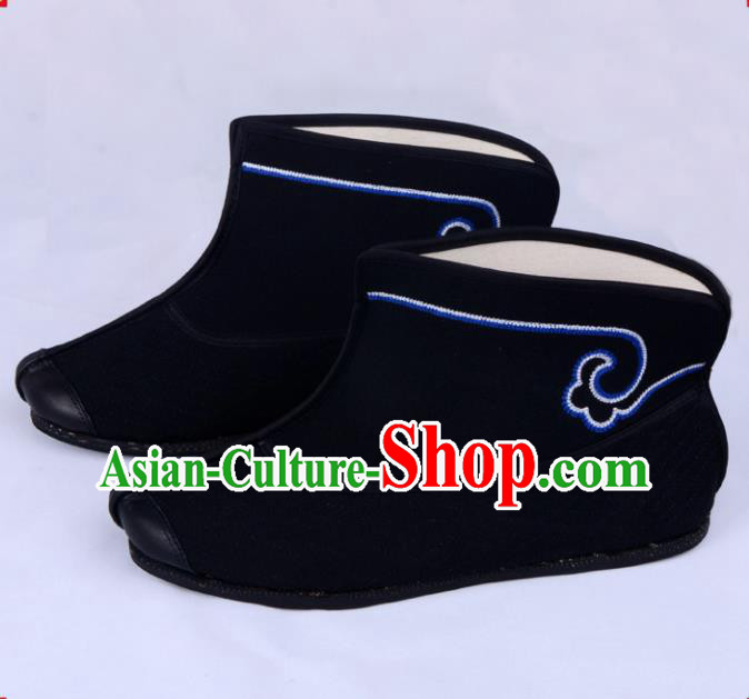 Professional Chinese Beijing Opera Takefu Shoes Ancient Swordsman Black Boots for Men