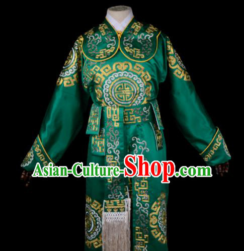 Professional Chinese Beijing Opera Takefu Costume Ancient Swordsmen Green Clothing for Adults