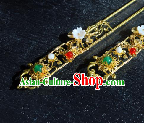 Chinese Ancient Handmade Golden Hairpins Traditional Classical Hair Accessories for Women