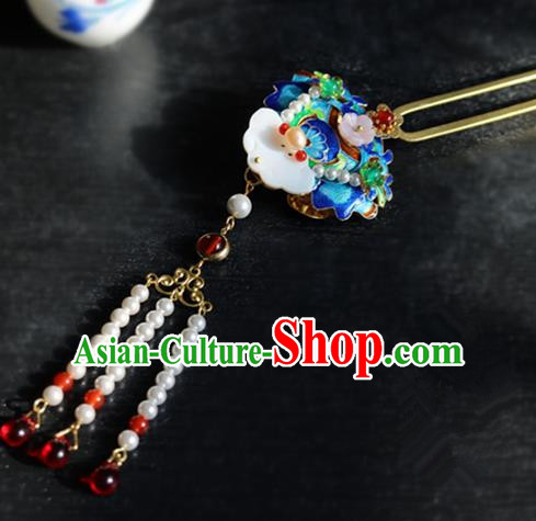 Chinese Ancient Handmade Cloisonne Shell Hairpins Traditional Classical Hair Accessories for Women