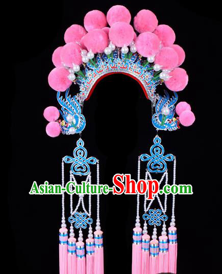Chinese Beijing Opera Imperial Consort Hair Accessories Ancient Palace Pink Phoenix Coronet for Women