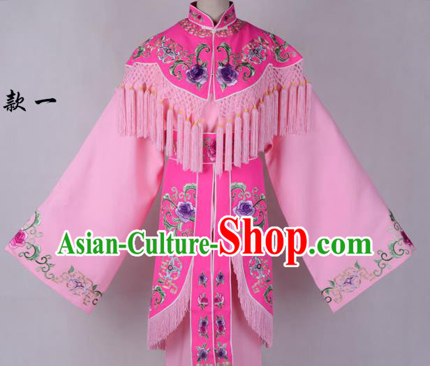 Professional Chinese Traditional Beijing Opera Costume Peri Pink Embroidered Dress for Adults