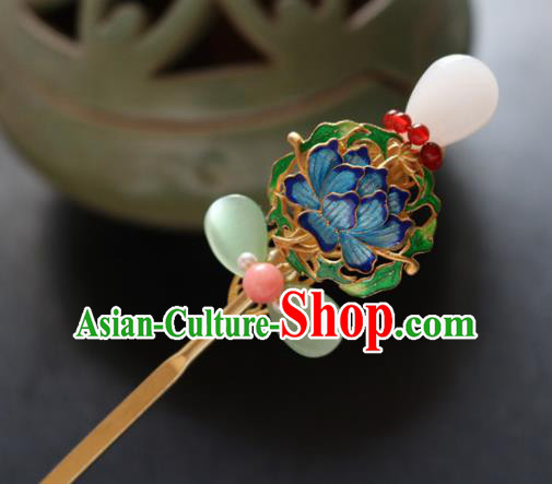 Chinese Ancient Handmade Cloisonne Lotus Hairpins Traditional Classical Hair Accessories for Women