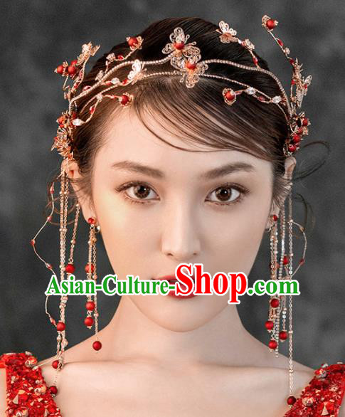 Chinese Ancient Handmade Bride Tassel Hair Clasp Hairpins Traditional Classical Wedding Hair Accessories for Women