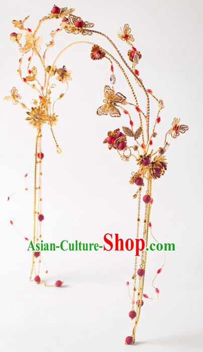 Chinese Ancient Handmade Bride Tassel Hair Clasp Hairpins Traditional Classical Wedding Hair Accessories for Women