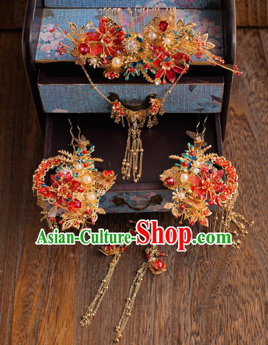 Chinese Ancient Handmade Bride Hair Comb Hairpins Traditional Classical Wedding Hair Accessories for Women