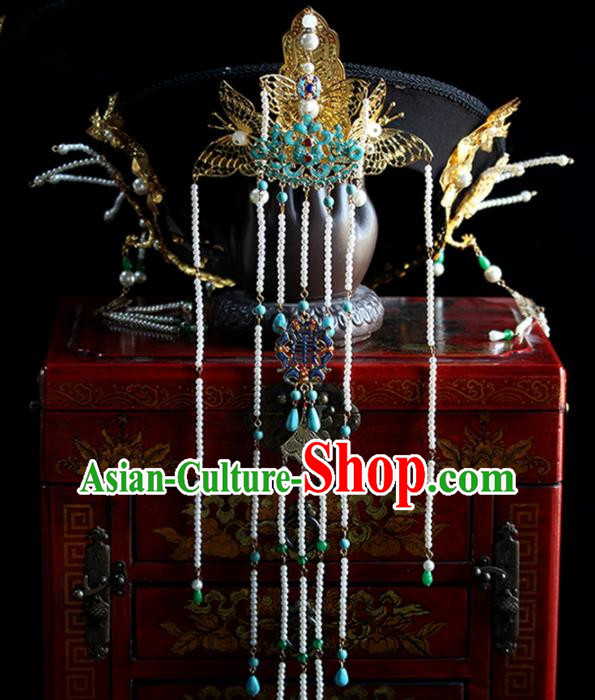 Chinese Traditional Palace Queen Phoenix Coronet Hairpins Ancient Hair Accessories Headdress for Women
