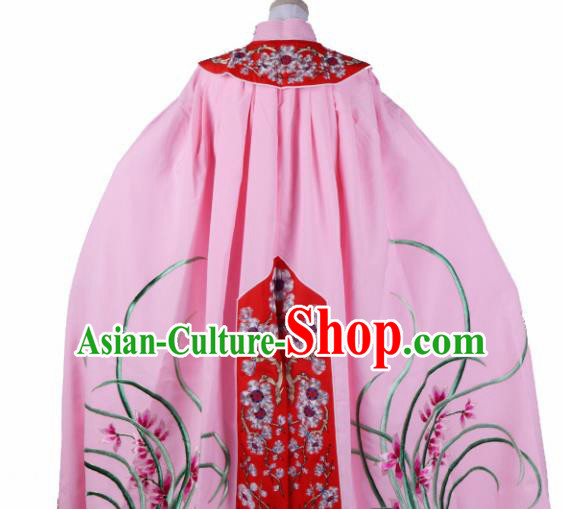 Professional Chinese Traditional Beijing Opera Costume Ancient Imperial Concubine Embroidered Pink Cape for Adults